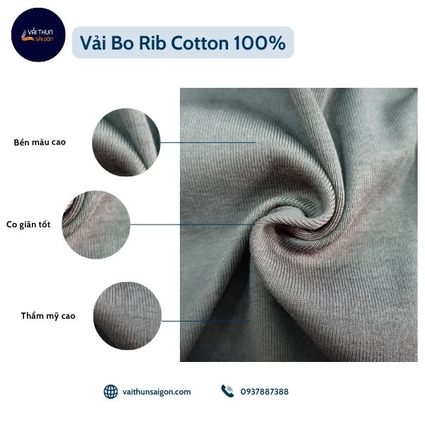 Vải Bo Rib Cotton 100%