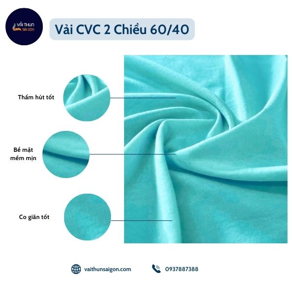 vải cvc 2 chiều 60/40